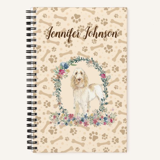 Spinone Italiano Dog Paw Print & Floral Cute Notitieboek (Voorkant)
