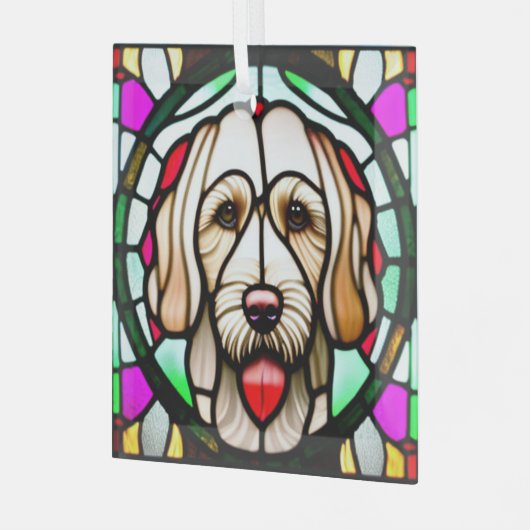 Spinone Italiano "Glas in lood" Glas Ornament (Voorkant links)