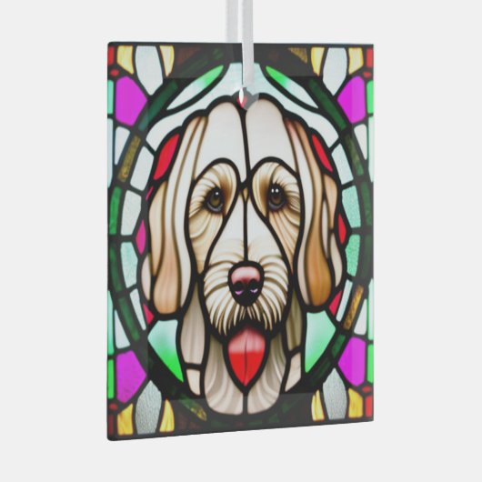 Spinone Italiano "Glas in lood" Glas Ornament (Voorkant Rechts)
