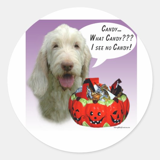 Spinone Italiano Halloween Snoep Ronde Sticker (Voorkant)