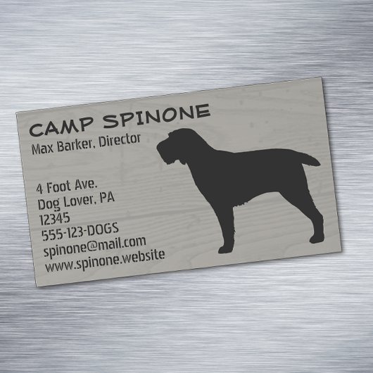 Spinone Italiano Hond Silhouet Faux Hout Stijl Magnetisch Visitekaartje