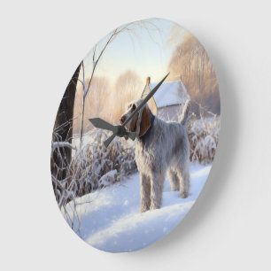 Spinone Italiano Laat het Sneeuwen Kerstmis Grote Klok