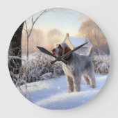 Spinone Italiano Laat het Sneeuwen Kerstmis Grote Klok (Voorkant)
