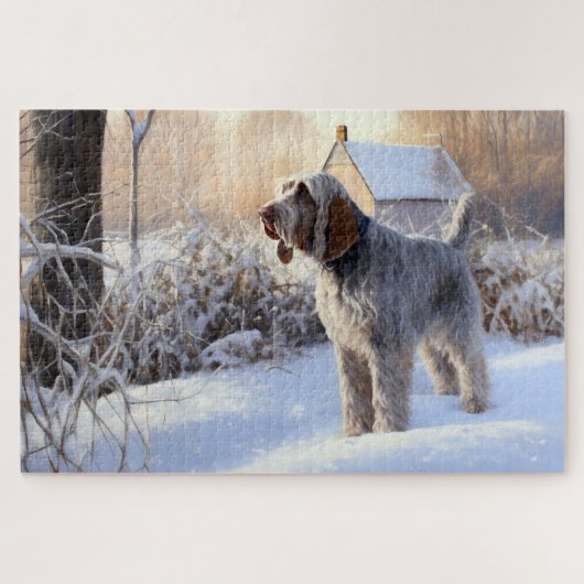 Spinone Italiano Laat het Sneeuwen Kerstmis Legpuzzel (Horizontaal)