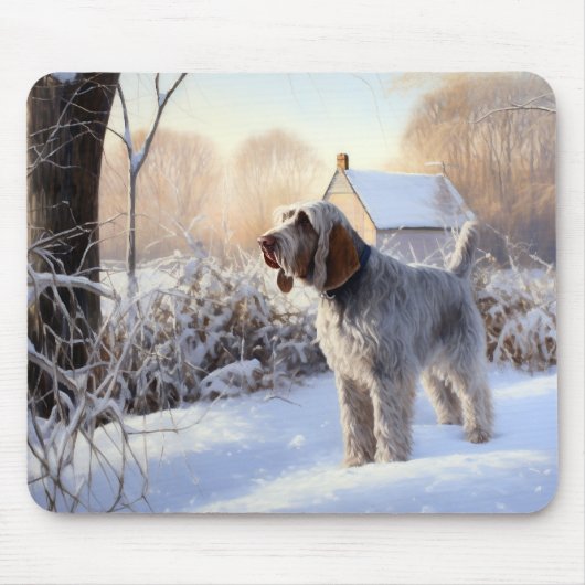 Spinone Italiano Laat het Sneeuwen Kerstmis Muismat (Voorkant)