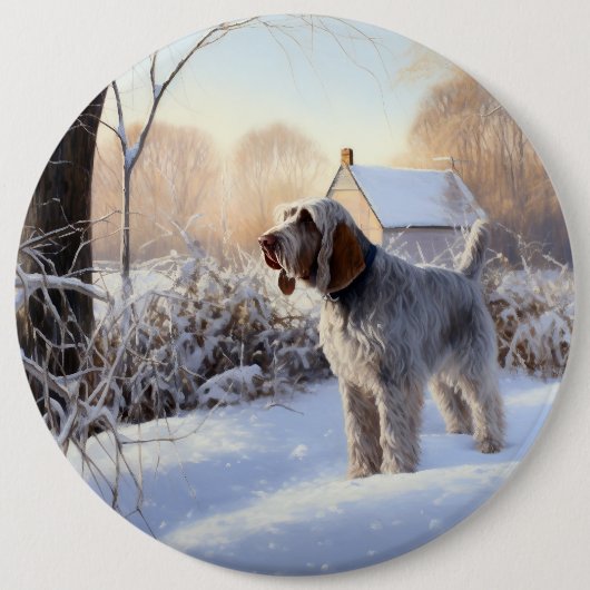 Spinone Italiano Laat het Sneeuwen Kerstmis Ronde Button 6,0 Cm (Voorkant)