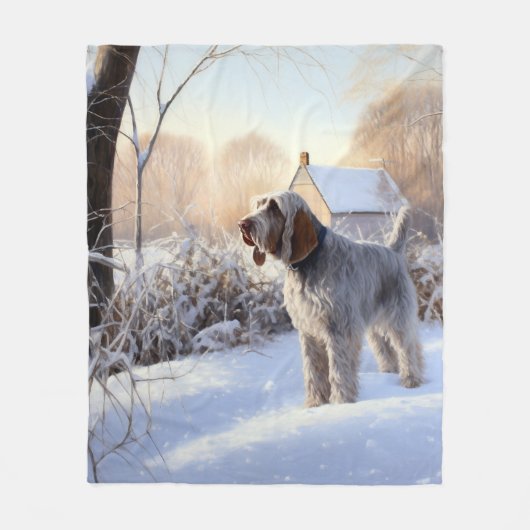 Spinone Italiano Let It Snow Kerstmis Fleece Deken (Voorkant)