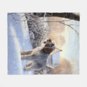 Spinone Italiano Let It Snow Kerstmis Fleece Deken (Voorkant (Horizontaal))