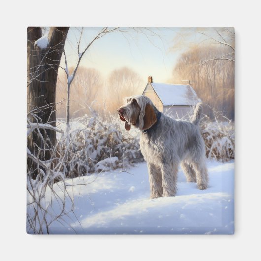 Spinone Italiano Let It Snow Kerstmis Magneet (Voorkant)
