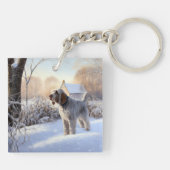 Spinone Italiano Let It Snow Kerstmis Sleutelhanger (Achterkant)