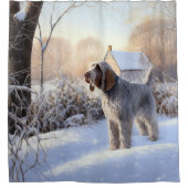 Spinone Italiano liet het sneeuwen Kerstmis Douchegordijn (Voorkant)
