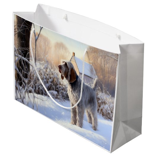 Spinone Italiano liet het sneeuwen Kerstmis Groot Cadeauzakje (Achterkant Gekanteld)