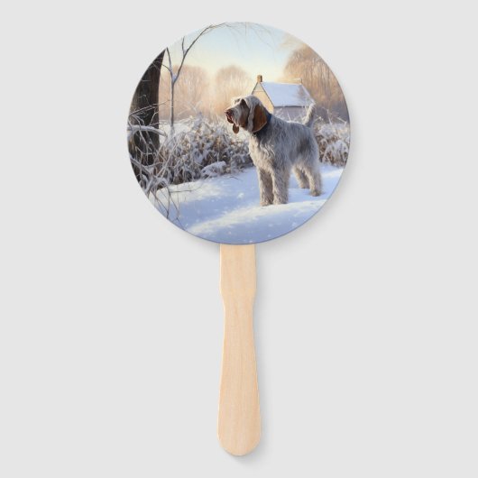 Spinone Italiano liet het sneeuwen Kerstmis Handwaaier (Achterkant)