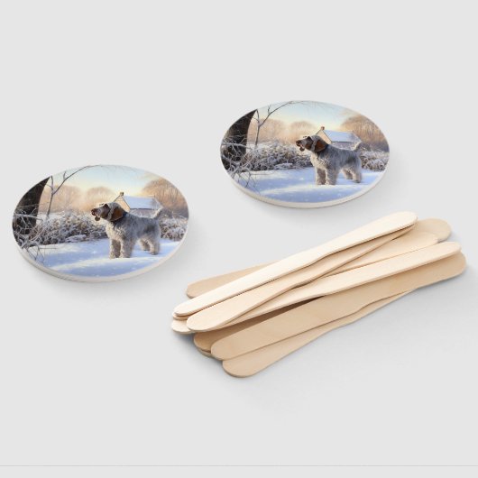 Spinone Italiano liet het sneeuwen Kerstmis Handwaaier (Niet-gemonteerd)