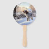 Spinone Italiano liet het sneeuwen Kerstmis Handwaaier (Voorkant)