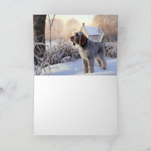 Spinone Italiano liet het sneeuwen Kerstmis Kaart (Binnen)