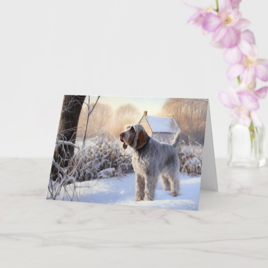Spinone Italiano liet het sneeuwen Kerstmis Kaart (Orchidee)