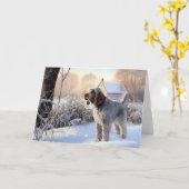 Spinone Italiano liet het sneeuwen Kerstmis Kaart (Gele Bloem)