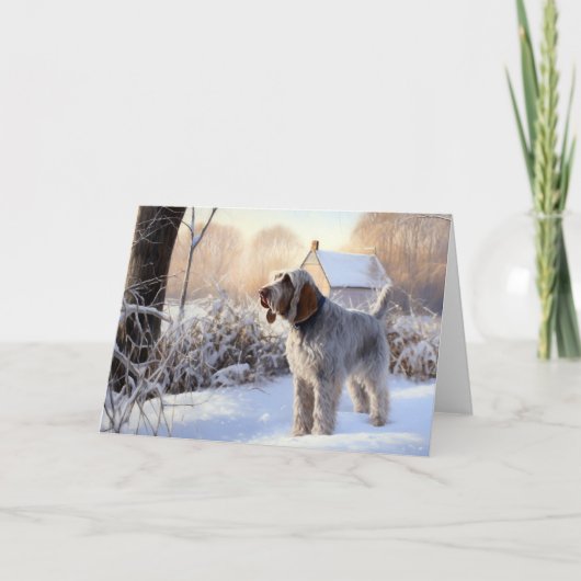 Spinone Italiano liet het sneeuwen Kerstmis Kaart (Voorkant)