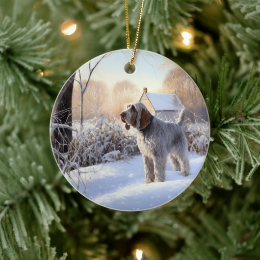 Spinone Italiano liet het sneeuwen Kerstmis Keramisch Ornament (Boom)