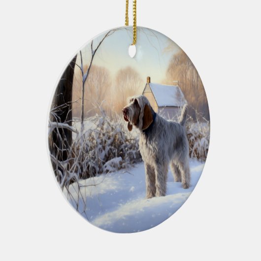 Spinone Italiano liet het sneeuwen Kerstmis Keramisch Ornament (Rechts)