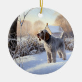 Spinone Italiano liet het sneeuwen Kerstmis Keramisch Ornament (Voorkant)