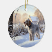 Spinone Italiano liet het sneeuwen Kerstmis Keramisch Ornament (Links)