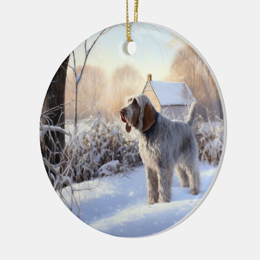 Spinone Italiano liet het sneeuwen Kerstmis Keramisch Ornament (Links)