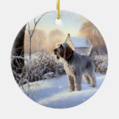 Spinone Italiano liet het sneeuwen Kerstmis Keramisch Ornament (Achterkant)