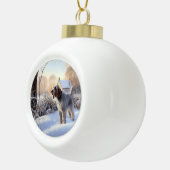 Spinone Italiano liet het sneeuwen Kerstmis Keramische Bal Ornament (Rechts)