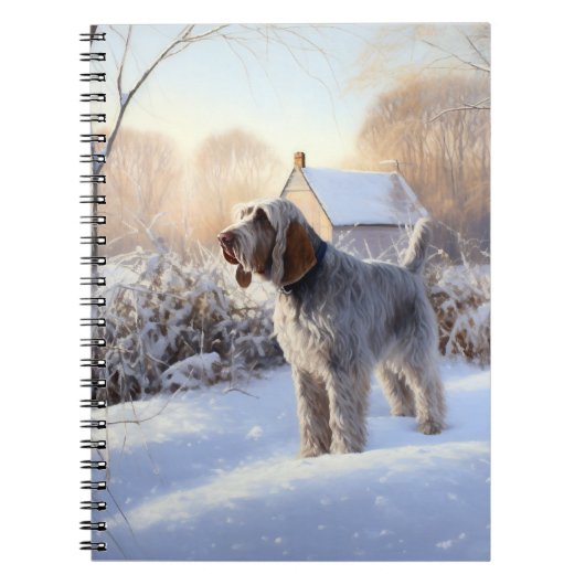 Spinone Italiano liet het sneeuwen Kerstmis Notitieboek (Voorkant)