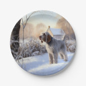 Spinone Italiano liet het sneeuwen Kerstmis Papieren Bordje (Voorkant)