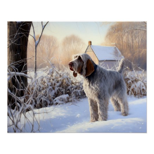 Spinone Italiano liet het sneeuwen Kerstmis Perfect Poster (Voorkant)