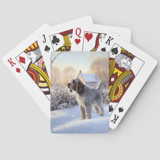 Spinone Italiano liet het sneeuwen Kerstmis Pokerkaarten (Achterkant)