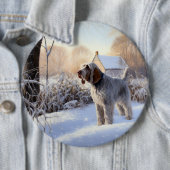 Spinone Italiano liet het sneeuwen Kerstmis Ronde Button 6,0 Cm (In situ)