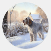 Spinone Italiano liet het sneeuwen Kerstmis Ronde Sticker (Voorkant)