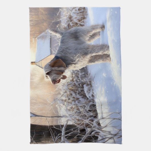 Spinone Italiano liet het sneeuwen Kerstmis Theedoek (Verticaal)