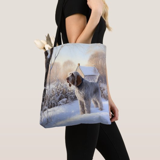 Spinone Italiano liet het sneeuwen Kerstmis Tote Bag (Dichtbij)