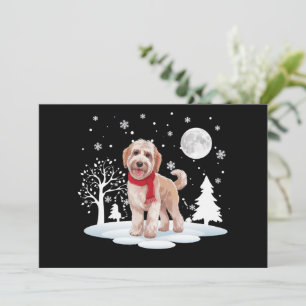 Spinone Italiano onder maanlicht sneeuw Kerst  Feestdagenkaart