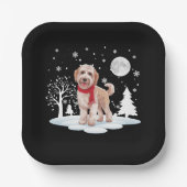 Spinone Italiano onder maanlicht Sneeuwkerst Papieren Bordje (Voorkant)