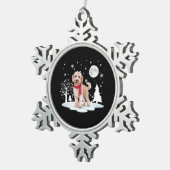 Spinone Italiano onder maanlicht Sneeuwkerst Tin Sneeuwvlok Ornament (Rechts)