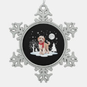 Spinone Italiano onder maanlicht Sneeuwkerst Tin Sneeuwvlok Ornament (Voorkant)