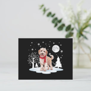 Spinone Italiano Onder Maneschijn Sneeuw Kerstmis  Feestdagenkaart