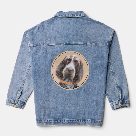 Spinone Italiano Painting - Cute Original Dog Art Denim Jacket (Achterkant)