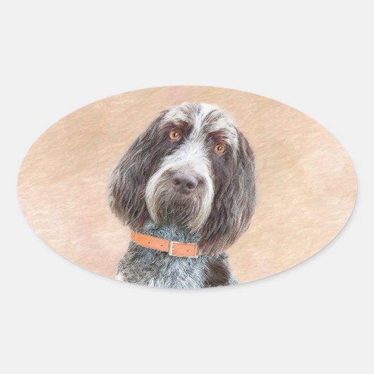 Spinone Italiano Painting - Cute Original Dog Art Ovale Sticker (Voorkant)