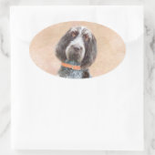 Spinone Italiano Painting - Cute Original Dog Art Ovale Sticker (Tas)