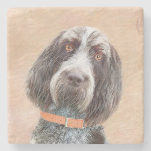 Spinone Italiano Painting - Cute Original Dog Art Stenen Onderzetter
