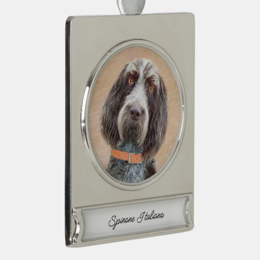 Spinone Italiano Painting - Cute Original Dog Art Verzilverd Banner Ornament (Rechts)