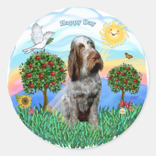 Spinone Italiano (roskam 11) Ronde Sticker (Voorkant)