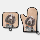 Spinone Italiano Schilderij Bruin Roan Schattigee  Ovenwant & Pannenlap Set (Voorkant)